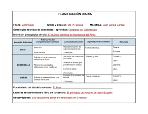 Planificación Diaria 6to Grado: El Amor