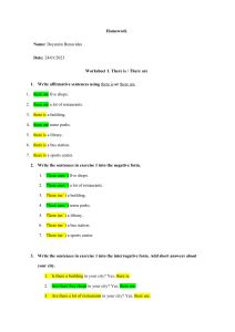 There Is/There Are Grammar Worksheet