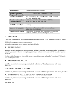 Taller Implementación Sistema: Gestión Clima Organizacional