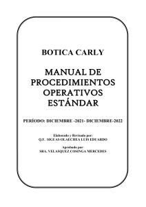 Manual POES Botica Carly: Procedimientos Operativos Estándar