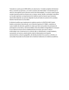 Medicina Social y Política SAFCI en Bolivia