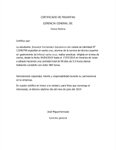 Certificado de Pasantías Hanzo Bolivia - Jhoselyn Fernández