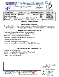 Informe Citológico: Magdieris Vargas - Resultados y Diagnóstico
