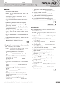 English Grammar, Vocabulary, Pronunciation Worksheet