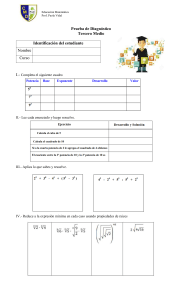 Prueba Diagnóstico Matemáticas 3° Medio