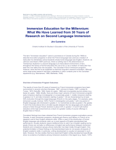 Immersion Education Research: 30 Years of Findings