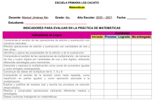 Práctica de Matemáticas 4to Grado: Adición, Sustracción, Multiplicación