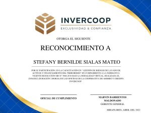 Reconocimiento Gestión Riesgos LA/FT - Stefany Sialas