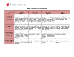 Rúbrica Análisis Crítico: Criterios y Niveles de Desempeño