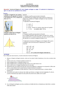 Teorema de Pitágoras: Taller de Matemáticas para Noveno Grado