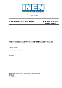NTE INEN 820: Determinación de pH en Agentes Tensoactivos