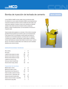 Bomba de inyección de lechada ConMICO Serie 2500W - Especificaciones