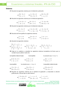 Ecuaciones y Sistemas Lineales: Ejercicios 4º ESO