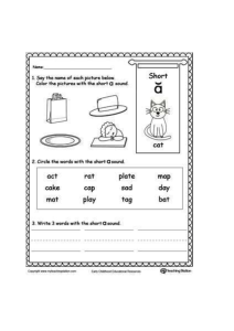 Short A Sound Worksheet: Phonics Practice for Kids