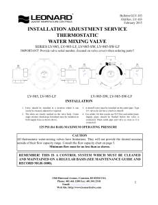 Leonard LV-985 Thermostatic Mixing Valve Installation Guide