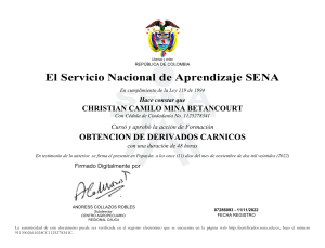 Certificado SENA: Obtención de Derivados Cárnicos