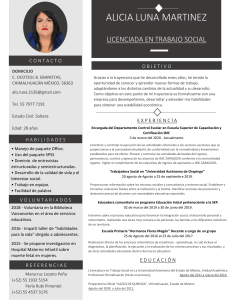Currículum Vitae Alicia Luna Martinez - Trabajo Social