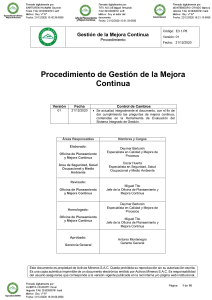 Procedimiento de Gestión de la Mejora Continua