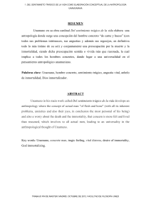 Del Sentimiento Trágico De La Vida Como Elaboración Conceptual De La Antropología Unamuniana