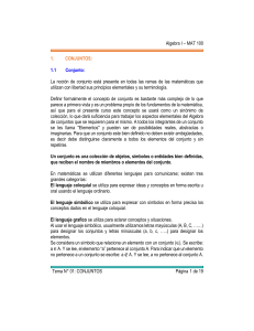 Teoría de Conjuntos: Álgebra I - MAT 100