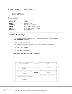 CHM 130IN Chemistry Lab Report: Getting Started