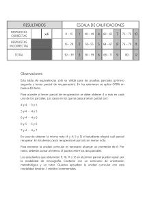 Tabla de Calificaciones y Recuperación de Parciales