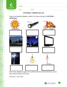 Fuentes de Luz: Natural vs Artificial - Hoja de Trabajo