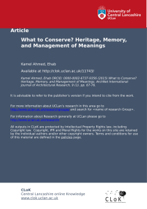 Heritage, Memory, and Meaning Management in Architecture