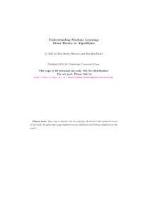 Understanding Machine Learning: Theory & Algorithms