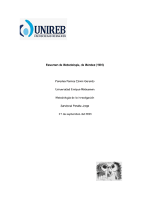 Resumen Metodología de la Investigación Méndez (1995)